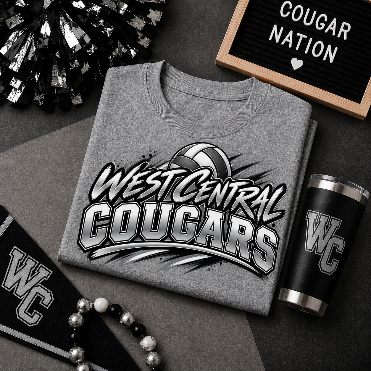 West Central Cougars Volleyball Tee
