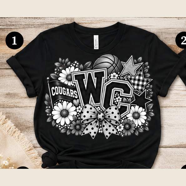 West Central Cougars Basketball Floral Tee