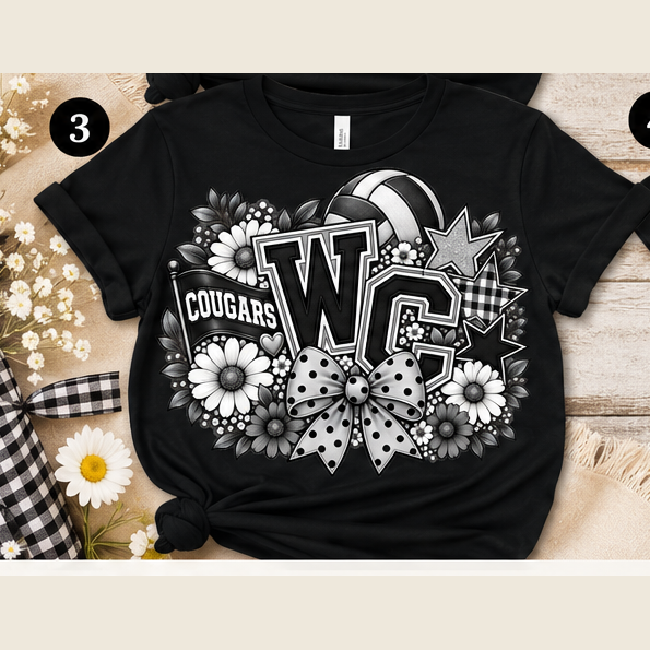 West Central Cougars Volleyball Floral Tee