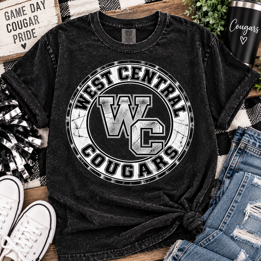 West Central Cougars Vintage Washed Tee
