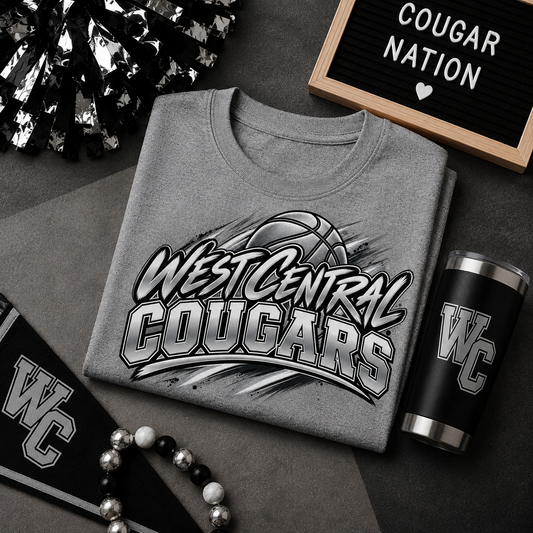 West Central Cougars Basketball Tee