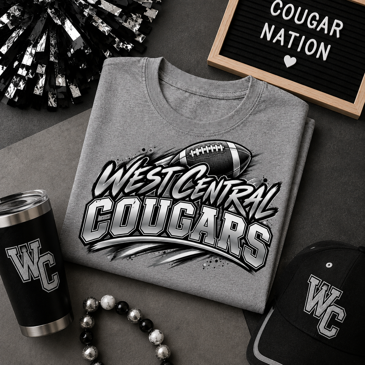 West Central Cougars Football Tee