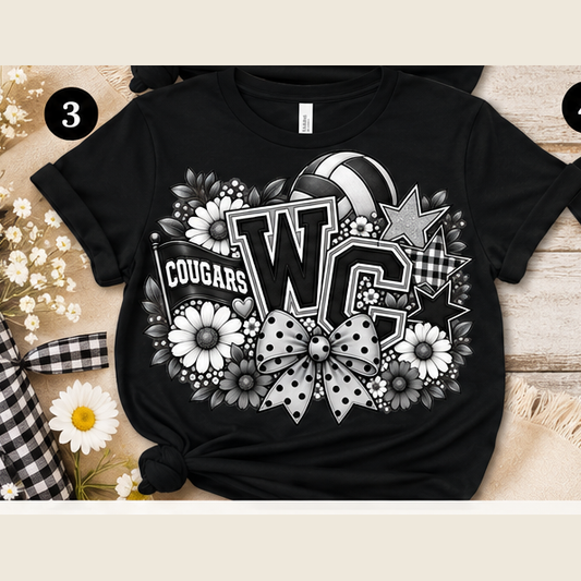 West Central Cougars Volleyball Floral Tee